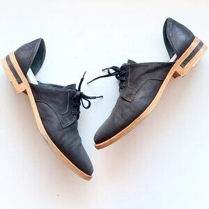 Freda Salvador Wit Black Leather D'Orsay Lace Up Oxford Low Heel Shoes Size 6.5